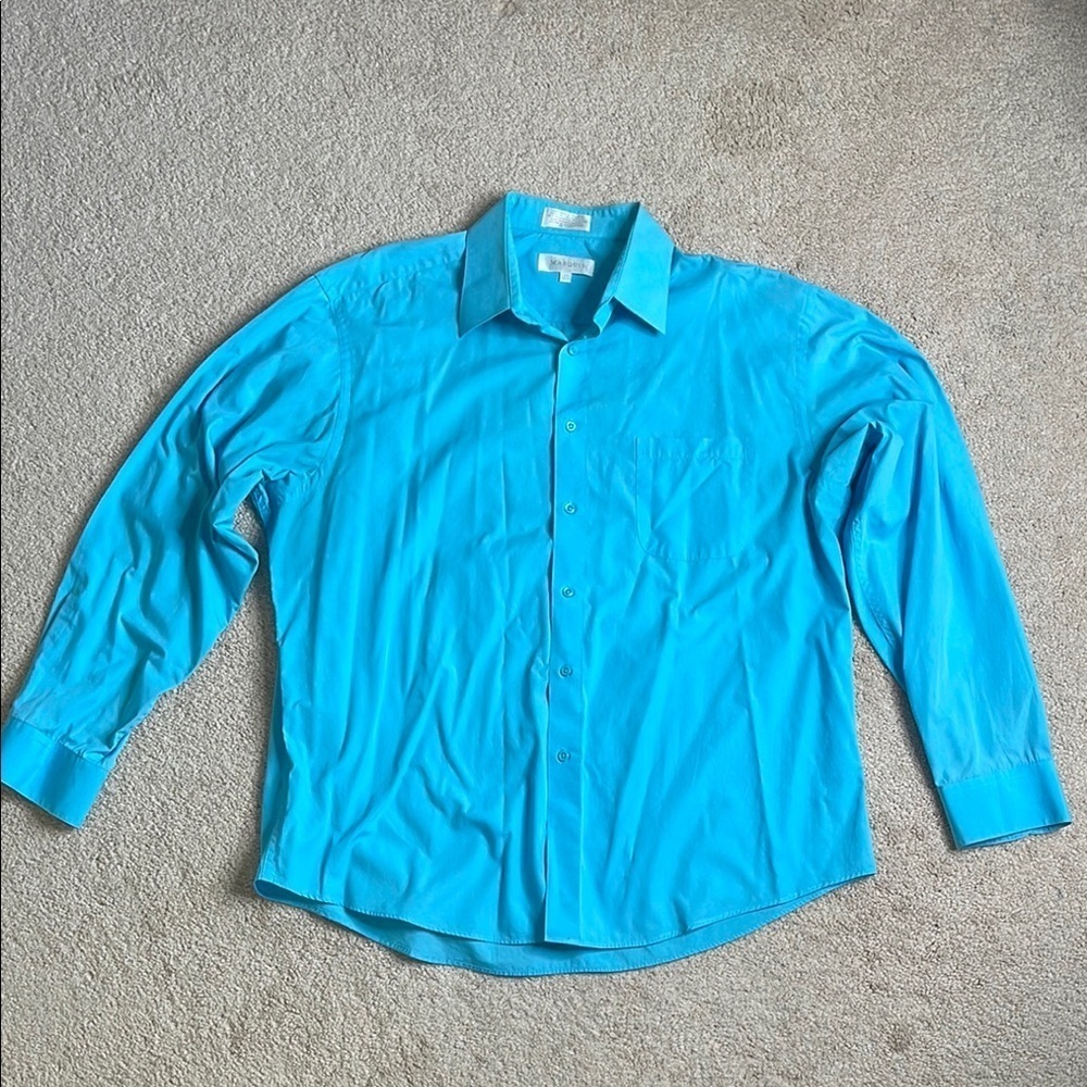Marquise Blue Dress Shirt Elegant Long Sleeve - Picture 1 of 5